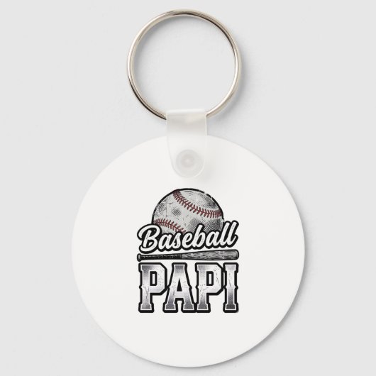 Oude Baseball Papi Versleten Vader T-shirt Ontwerp Sleutelhanger (Voorkant)