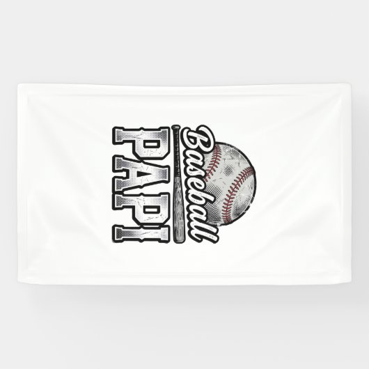 Oude Baseball Papi Versleten Vader T-shirt Ontwerp Spandoek (Horizontaal)