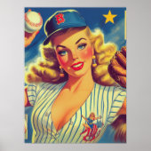 Oude Baseball Pin-up Poster (Voorkant)