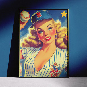 Oude Baseball Pin-up Poster