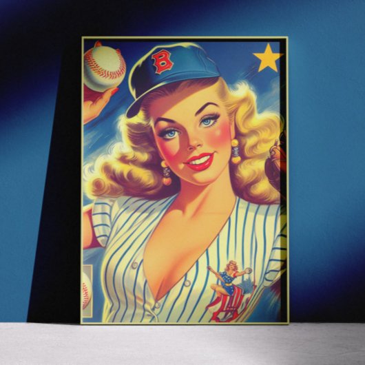 Oude Baseball Pin-up Poster