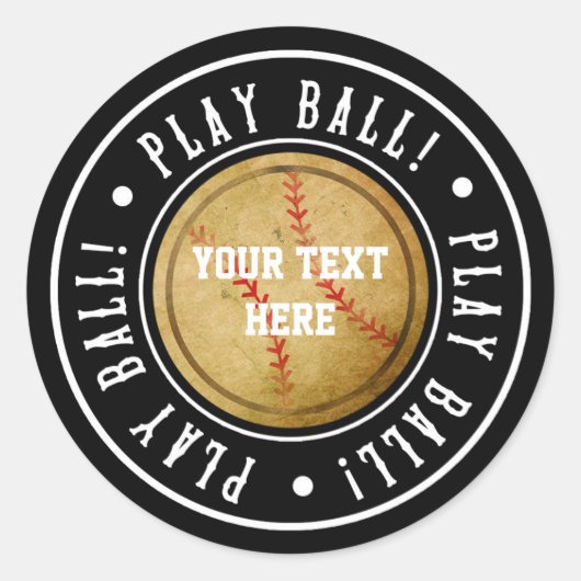Oude Baseball PLAY BALL Verjaardagsfeest Stickers (Voorkant)