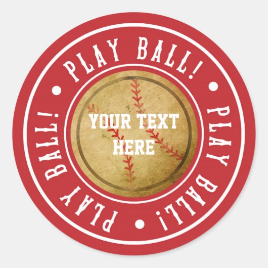 Oude Baseball PLAY BALL Verjaardagsfeest Stickers (Voorkant)