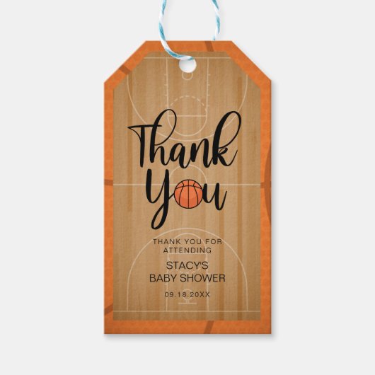 Oude Basketbal Bedankkaartjes Cadeaulabel (Voorkant)