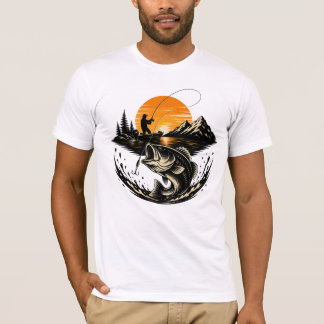 Oude Bassvisvangst Zonsondergang Visser Design T-shirt