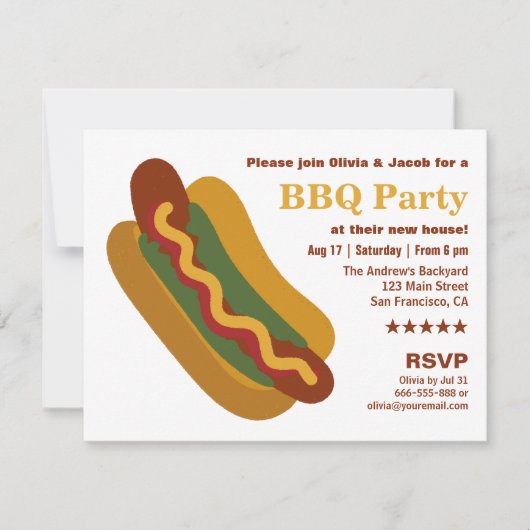 Oude BBQ Hotdog Worst Huisfeest Kaart (Voorkant)