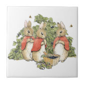 Oude Beatrix Potter Konijnen Plukken Blauwe Bessen Tegeltje (Voorkant)
