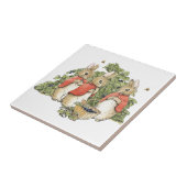 Oude Beatrix Potter Konijnen Plukken Blauwe Bessen Tegeltje (Zijkant)