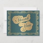 Oude bedankkaart met blauwe en gouden kaart (Voorkant)