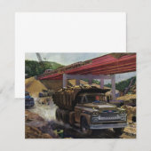 Oude bedrijfsdumptruck op een bouwplaats (Voorkant / Achterkant)