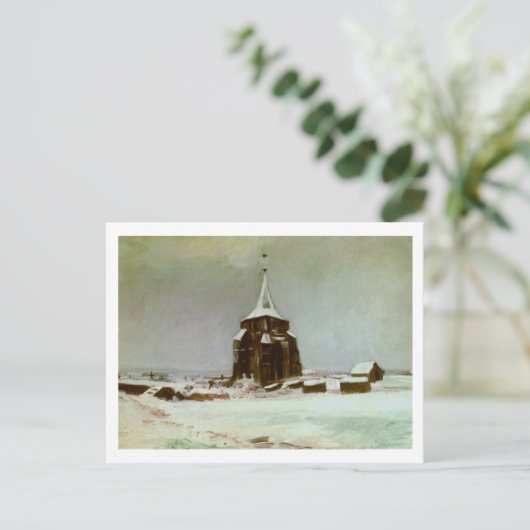 Oude begraafplaats Toren in Sneeuw, Van Gogh Fine Briefkaart (Staand voorkant)