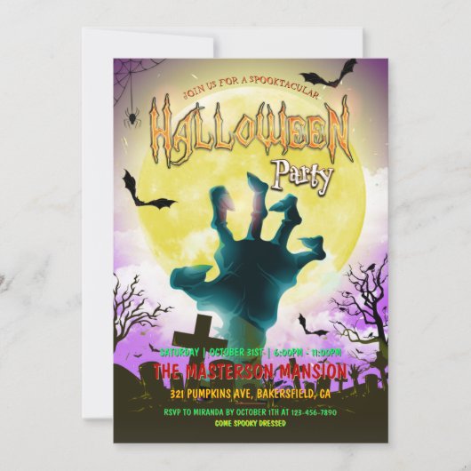 Oude begraafplaats, Zombie Hand & Bats Halloween P Kaart (Voorkant)