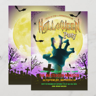Oude begraafplaats, Zombie Hand & Bats Halloween P Kaart