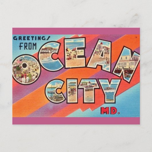 Oude begroeting uit Ocean City MD Briefkaart (Voorkant)