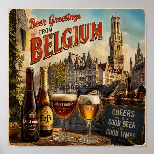 Oude Belgische Kanaal Bier Reisposter Poster (Voorkant)