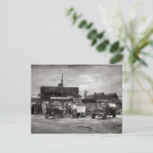 Oude benzinepomp, autoliefhebber briefkaart (Staand voorkant)