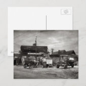 Oude benzinepomp, autoliefhebber briefkaart (Voorkant / Achterkant)