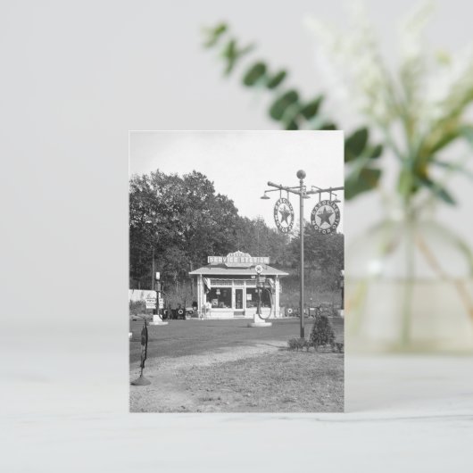 Oude benzinestation, 1925 briefkaart (Staand voorkant)