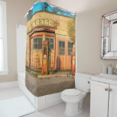 Oude benzinestation op het platteland van Utah, VS Douchegordijn (In situ)