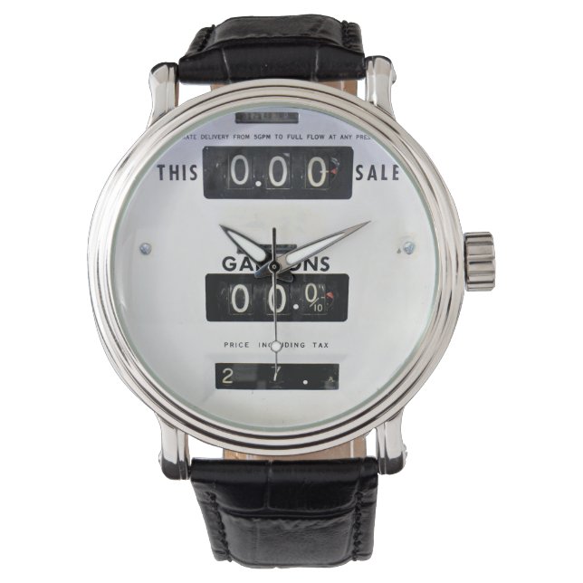 Oude benzinestation pomp wijzerplaat horloge (Voorkant)