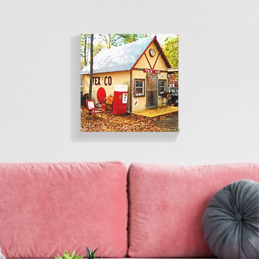 Oude benzinestations en Soda Machine Canvas Afdruk (Insitu (Woonkamer))