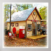 Oude benzinestations en Soda Machine Poster (Voorkant)