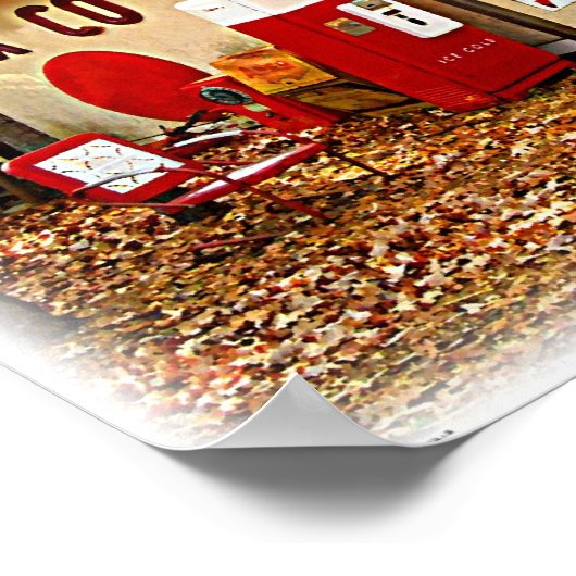 Oude benzinestations en Soda Machine Poster (Hoek)