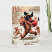 Oude beren stelen kind kerstkaart feestdagen kaart (Voorkant)