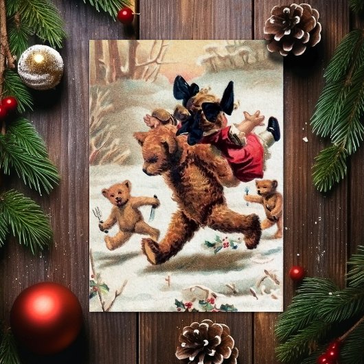Oude beren stelen kind kerstkaart feestdagen kaart