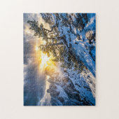 Oude bergden in dramatisch winterlicht legpuzzel (Verticaal)