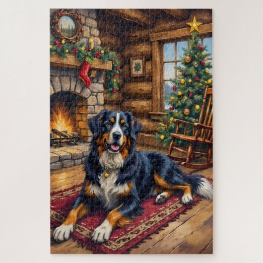 Oude Berghond Knus Kerst Kabinet Legpuzzel (Verticaal)