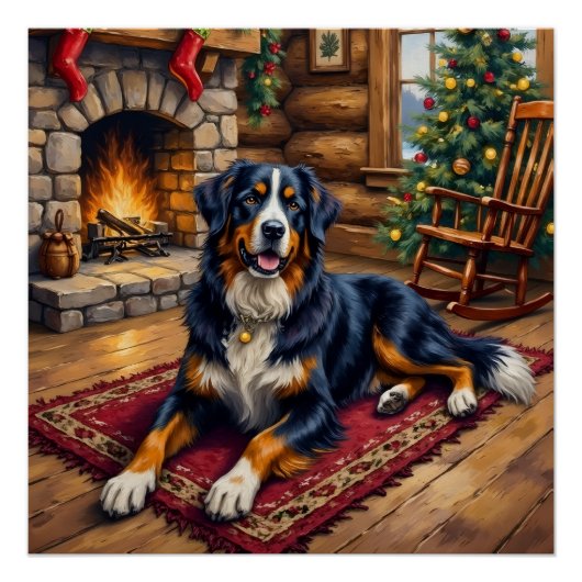 Oude Berghond Knus Kerst Kabinet Perfect Poster (Voorkant)