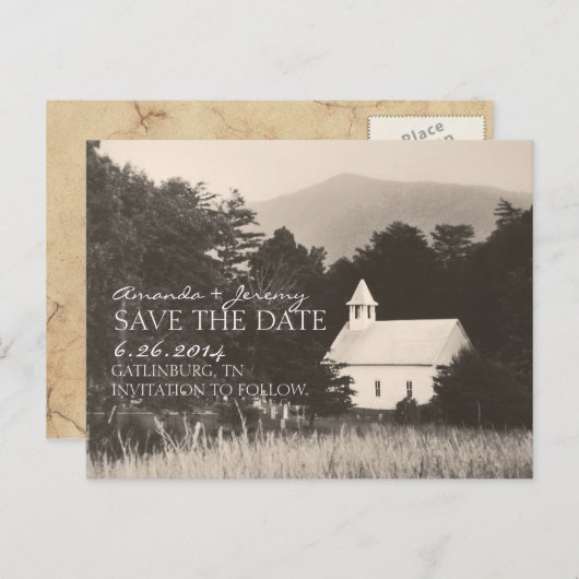 Oude  Bergkerk Save the Date Aankondigingskaart (Voorkant / Achterkant)