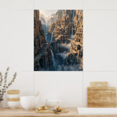 Oude bergstad aan de klif poster (Keuken)