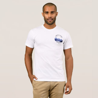 Oude bergzonsondergang buiten meer retraite blauw t-shirt