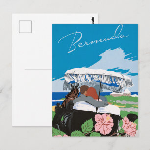 Oude Bermudareisposter Kunst van Adolph Treidler Briefkaart
