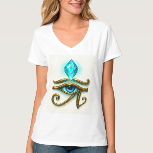 Oude bescherming: Horus oog met lichtblauwe crys T-shirt (Voorkant)