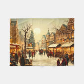 Oude besneeuwde kerstmarktstad in de winter fleece deken (Voorkant (Horizontaal))