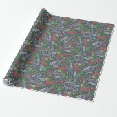 Oude Bessen Vlinders Fluweelbloemen Anjers Cadeaupapier (Uitgerold)