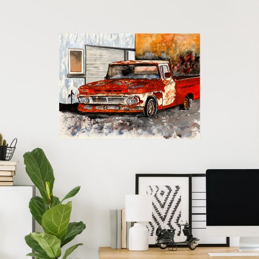 oude bestelwagen antiek  1950 kunst poster (Thuiskantoor)