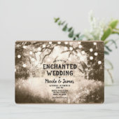 Oude  betoverende boslights Wedding Kaart (Staand voorkant)