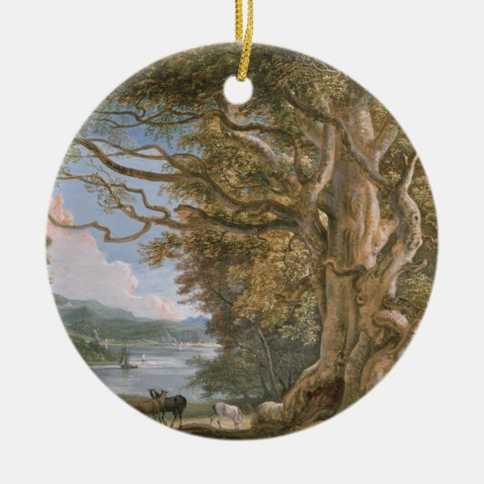 Oude beukenboom keramisch ornament (Voorkant)