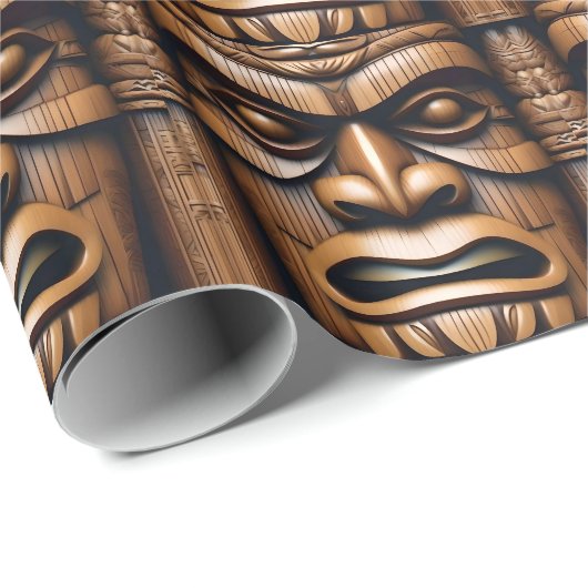 Oude Bewakers: Tiki Wood Art Cadeaupapier (Rol Hoek)