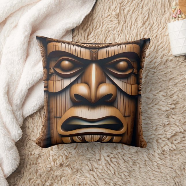 Oude Bewakers: Tiki Wood Art Kussen (Deken)