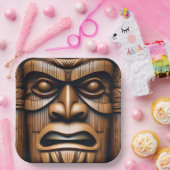 Oude Bewakers: Tiki Wood Art Papieren Bordje (Feest)