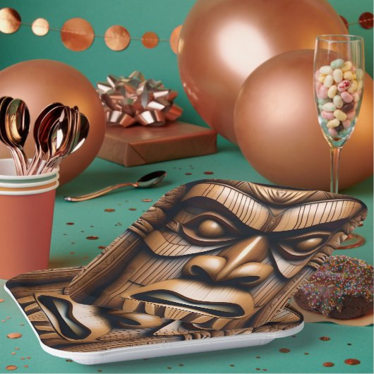 Oude Bewakers: Tiki Wood Art Papieren Bordje (Multi)
