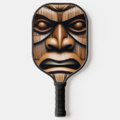 Oude Bewakers: Tiki Wood Art Pickleball Paddle (Voorkant)