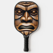 Oude Bewakers: Tiki Wood Art Pickleball Paddle (Achterkant)