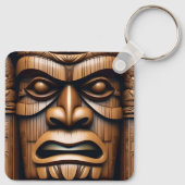 Oude Bewakers: Tiki Wood Art Sleutelhanger (Achterkant)