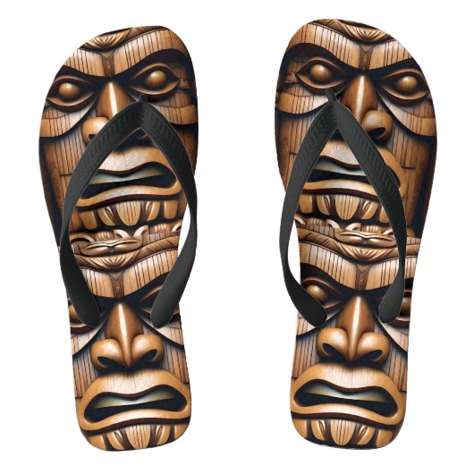 Oude Bewakers: Tiki Wood Art Teenslippers (Voetbed)
